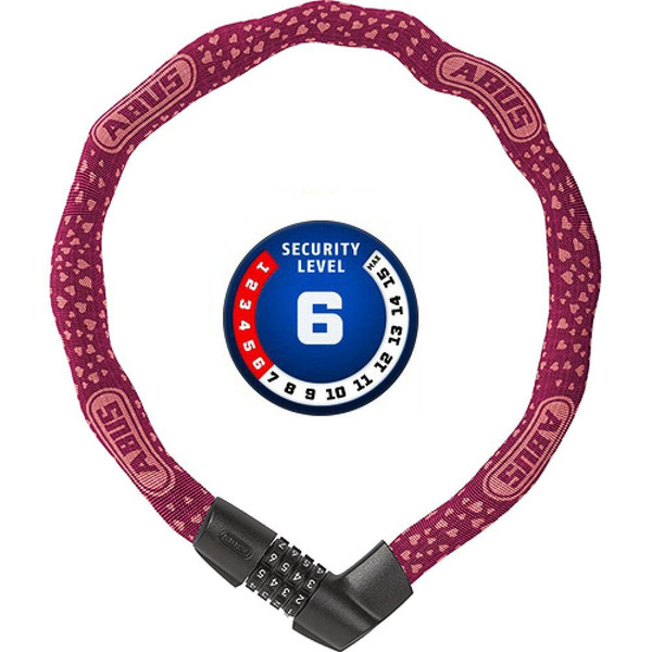 Abus Unisex – Adult's 1385/75 Cherry Heart Chain Lock, red, 75 cm