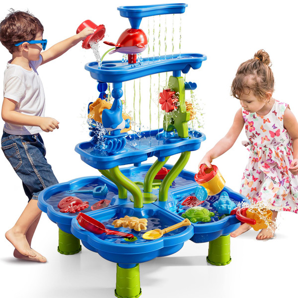 JUKUDAHU Sand Water Table for Kids 3 4 5 6 7 8 Year Old - Waterfall Pond, Bath Toys, Summer Outdoor Sand Beach Toys for Toddlers 1-3 3-5, Sensory Activity Playset, Birthday Gifts for Boys Girls 3-8 JUKUDAHU Sand Water Table for Kids 3 4 5 6 7 8 Year Old - Waterfall Pond, Bath Toys, Summer Outdoor Sand Beach Toys for Toddlers 1-3 3-5, Sensory Activity Playset, Birthday Gifts for Boys Girls 3-8