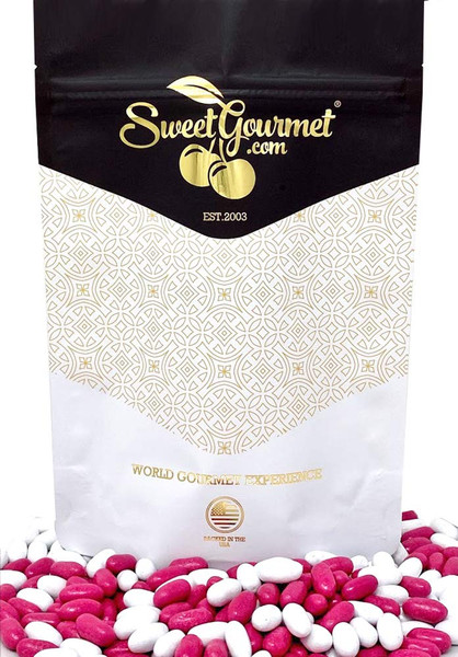 SweetGourmet Licorice Pastels, Pink and White Candy Coated Licorice Bites - Crunchy, Soft and Chewy - 1 Pound Bag