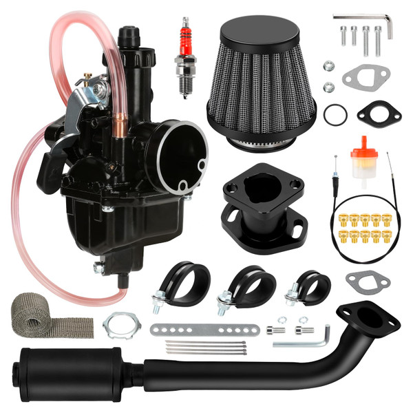 HIAORS VM22 26mm Carburetor Exhaust Pipe Muffler Jet Kit for Predator 212cc 196cc 224cc 6.5HP Stage 2 Coleman CT200U BT200X Baja Warrior MB200 GX160 Engine Mini Bike KT196 Go Kart Performance Parts