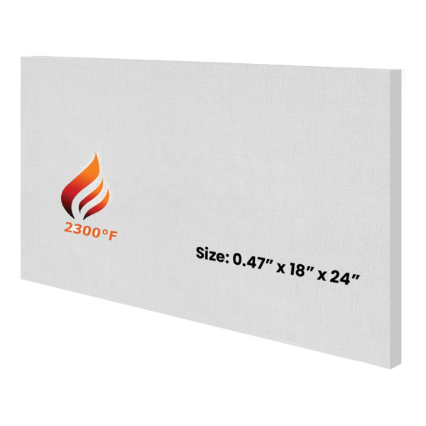 SIMOND STORE Ceramic Fiber Insulation Board - 2300F Rated, 0.47" x 18" x 24", Fireproof Insulation Board for Wood Stoves, Fireplaces, Furnaces, Forges, Kilns, Pizza Ovens, Boilers, Baffle Board