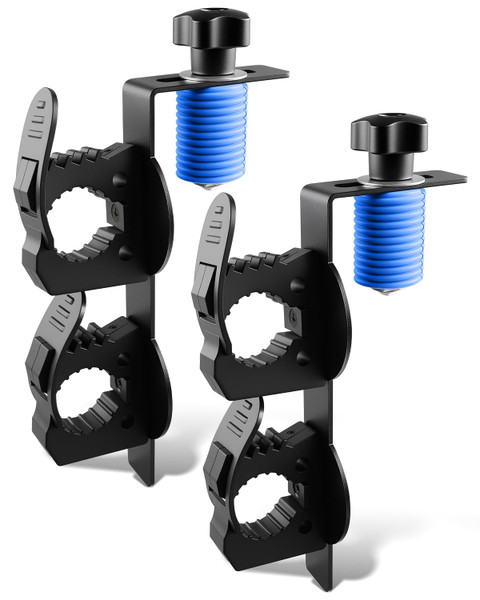 UTV Tool Holder Bed Mount with Rotatable Rubber Clip Compatible with Polaris Ranger and General, Dual Tool Hooks Rack Farm Tool Shovel Holder Storage 2 Tools, Heavy Duty Weatherproof