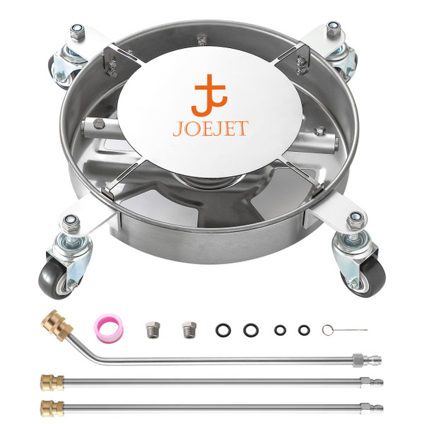 JOEJET Undercarriage Pressure Washer Attachment, Undercarriage Cleaner with 4 Wheels, 14 Inch Under Car Washer, 3 Power Washer Extension Wands, 4000 PSI