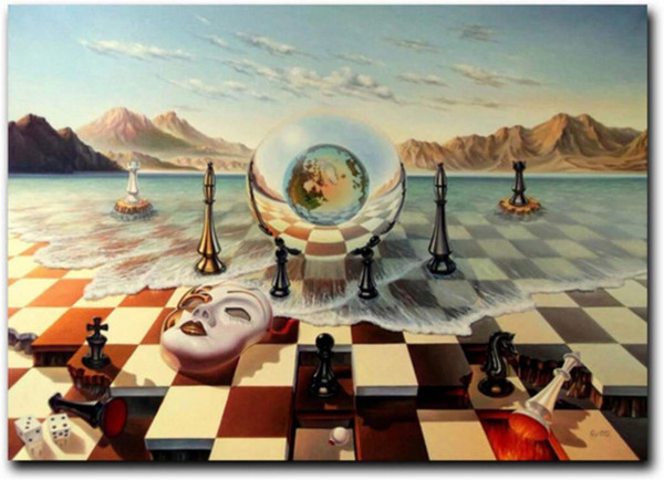 Salvador Dali Wall Art Dalí Chess Mask on the Sea Framed Painting Canvas Art For Bedroom Livingroom Decoration Ready to Hang Salvador Dali Wall Art Dalí Chess Mask on the Sea Framed Painting Canvas Art For Bedroom Livingroom Decoration Ready to Hang