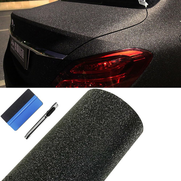 LZLRUN Glitter Diamond Sandy Sparkle Car Vinyl Wrap Matte Diamond Film Sticker DIY Self Adhesive Rhinestones Car Decor Accessories (Black, 12" x 60")