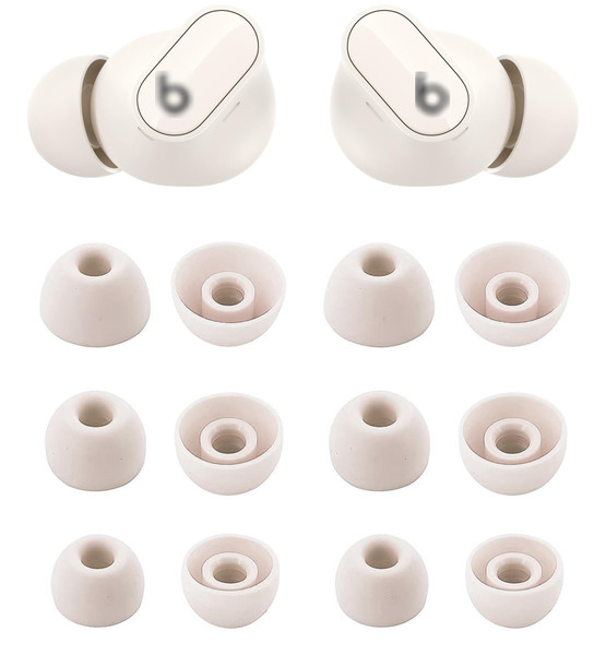 ALXCD Ear Tips Compatible with Beats Studio Buds+, S/M/L 3 Sizes 6 Pairs Soft Silicon Earbuds Replacement Tips Eartips, Compatible with Beats Studio Buds+, 6 Pairs, Ivory
