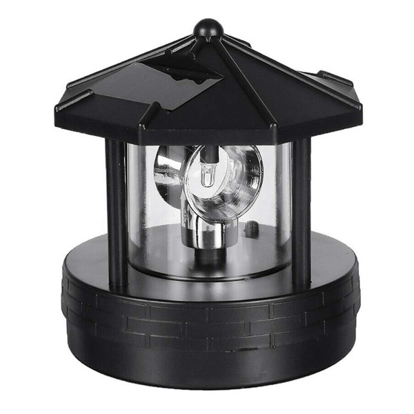 Solar Powered Lighthouse Garden Light,4.13 x 4.33 in, 360° Rotating LED Beacon, IP44 Waterproof Outdoor Decor Statue for Yard, Lawn, Patio, Balcony