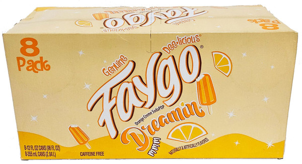 Faygo Dreamin orange creme soda pop, 12-ounce cans, 8-pack