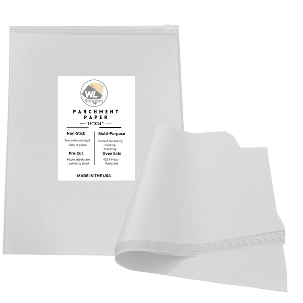 Worthy Liners 14" X 16", 100 Pack Parchment Paper Pan Liner - Sheets for Baking Cookies, Cooking, Frying, Air Fryer - Made in USA