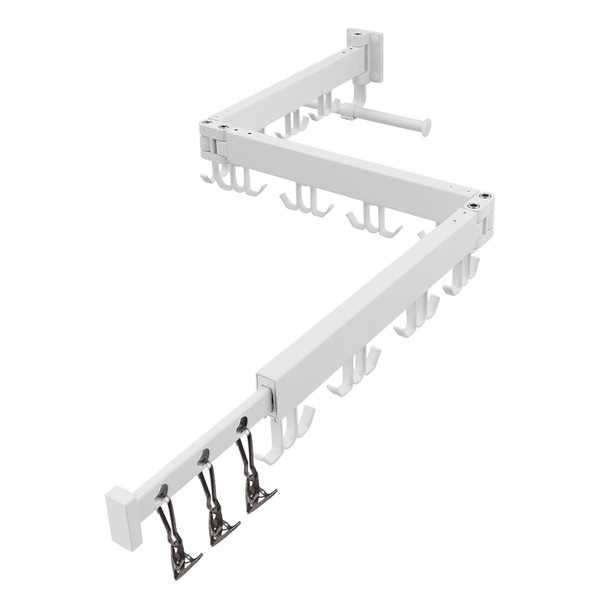 RFOUO Wall Mounted Clothes Drying Rack,Drying Rack Clothing Wall Mount with Foldable Features(Tri-Fold),Space Saver,Wall Mounted Drying Rack for Laundry Balcony Bathroom (White)