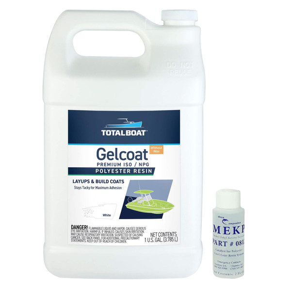 TotalBoat Marine Gelcoat for Boat Building, Repair and Composite Coatings (White, Gallon No Wax)