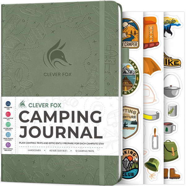 Clever Fox Camping Journal – Camper Log Book & RV Trip Planner – Outdoor Camp Journal & Adventure Travel Notebook – 12 Trips Total, 8 Pages per Trip – Hardcover, A5 Size (Cypress)