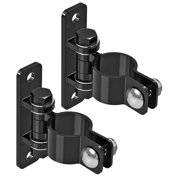 Insaga Gate Hinges Heavy Duty Carbon Steel Chain Link Fence Parts Electroplated Finish, Removable Bolts for Wall Mount, Fits 1-7/8'' Outer Diameter Pipes/Posts for Farm, Fence Gate (2Pack, Black)