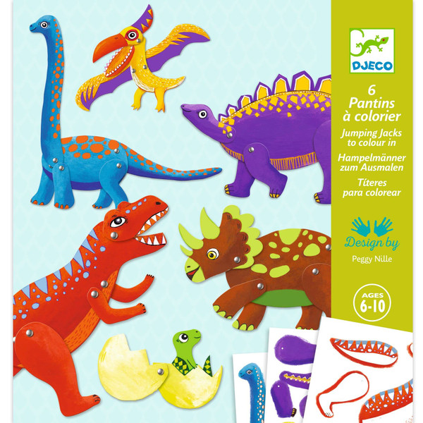 Djeco - Dinosaurs jumping jacks to colour in