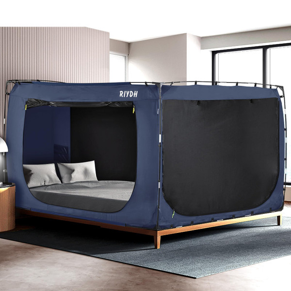 RIYDH Bed Tent Bed Canopy Queen Size Tents for Adult and Kids- Original Design Portable Dream Tent Indoor Sleeping Tents 80% Blackout with 3 Doors Breathable Big Space Tents