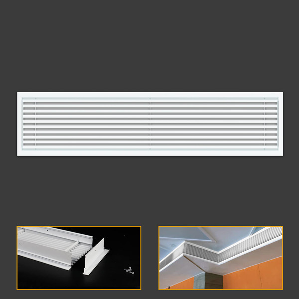 Powrocket Linear Bar Air Grille 24" X 6", Aluminum Air Supply/Return Grilles,Easy Air Flow,Removable Grille/Door-HVAC Air Vent Cover,White[Outer Dimensions: 24.8"w X 6.8"h]