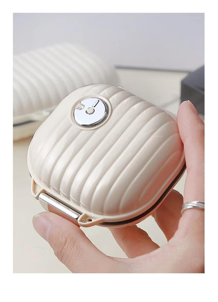 Pill Organizer Case with Carabiner, 7 Compartments,Compartmentalized Dispenser for Men and Women, Beige(Small Milk White)