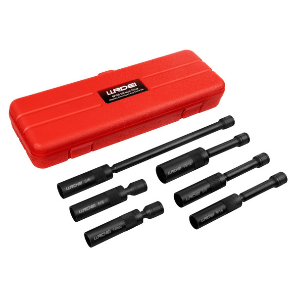 LLNDEI 3/8-Inch Drive Magnetic Swivel Spark Plug Socket Set, Include 12-Point: 14MM 4-inch, 5/8-inch 4-inch, 9/16-inch 6-inch, 5/8-inch 6-inch, 13/16-inch 6-inch and 5/8-inch 11-inch