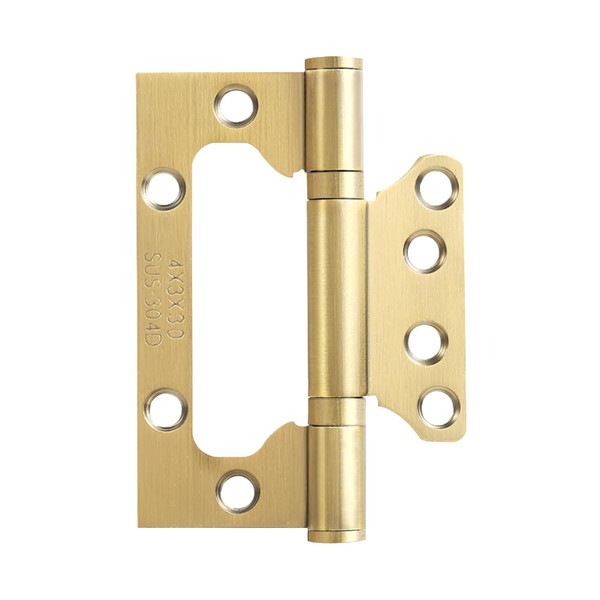 VOLUKA 6 Pack Non-Mortise Door Hinges - Easy to Install, 4" × 3" Stainless Steel Door Hinges - Smooth Movement and Heavy Duty, Golden