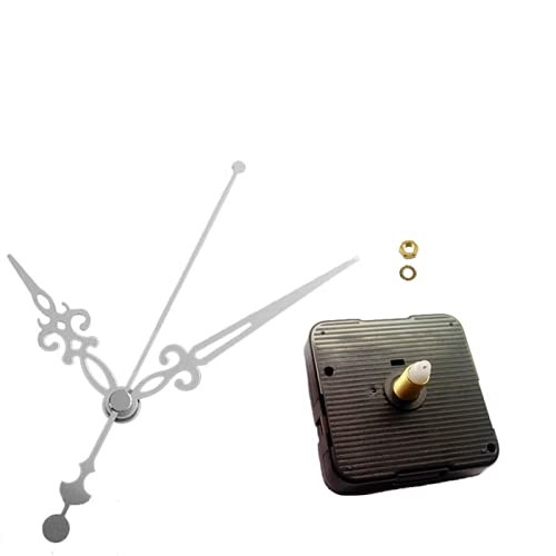 Dhorcas (#012) 1/2" Threaded Motor and Silver 3 1/2" Hands, Quartz Clock Movement Kit for Replacement