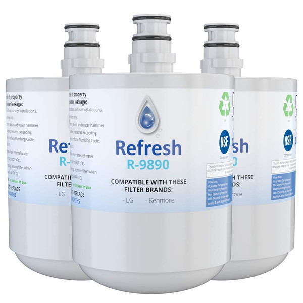 Refresh Replacement Refrigerator Water Filter Compatible with LG LT500P, 5231JA2002A, 5231JA2002A-S, ADQ72910901, ADQ72910902, ADQ72910907 and Kenmore 46-9890 Refrigerator Water Filter (3 Pack) Refresh Replacement Refrigerator Water Filter Compatible with LG LT500P, 5231JA2002A, 5231JA2002A-S, ADQ72910901, ADQ72910902, ADQ72910907 and Kenmore 46-9890 Refrigerator Water Filter (3 Pack)