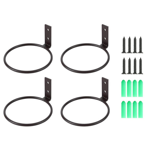 Sivya 4 Pack 6in Flower Pot Holder Ring Wall Mounted Metal Planter Hooks Hangers (4, 6")
