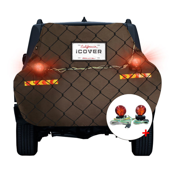 iCOVER Bike Cover for Transport with Magnetic Towing Light& License Plate Pocket- 800D Heavy Duty Waterproof Ripstop Bicycle Covers with Bungee Cargo Net for 1-2 Bikes on Rack iCOVER Bike Cover for Transport with Magnetic Towing Light& License Plate Pocket- 800D Heavy Duty Waterproof Ripstop Bicycle Covers with Bungee Cargo Net for 1-2 Bikes on Rack