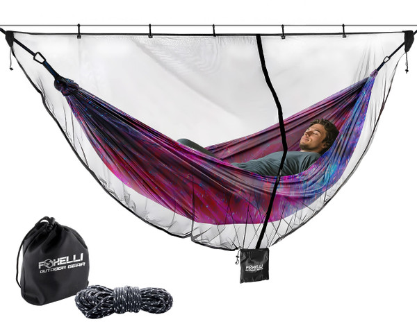 Foxelli XL Hammock Net – 12ft Net for Hammocks, Lightweight Portable Hammock Netting, Fast and Easy Set Up, Fits All Camping Hammocks
