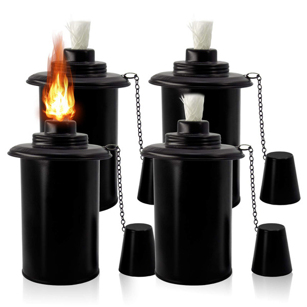 Torch Replacement Canisters, Bamboo Lantern Refillable Torches, Decorative Torch Canister Replacement for Yard, Patio, Deck, Garden, Party, Landscape (12oz 4Pack)