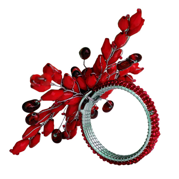 ITOS365 Napkin Rings Set of 12 for Dining Table Decoration Parties Everyday Metal Napkin Holder Leaf Red (Pack of 12)