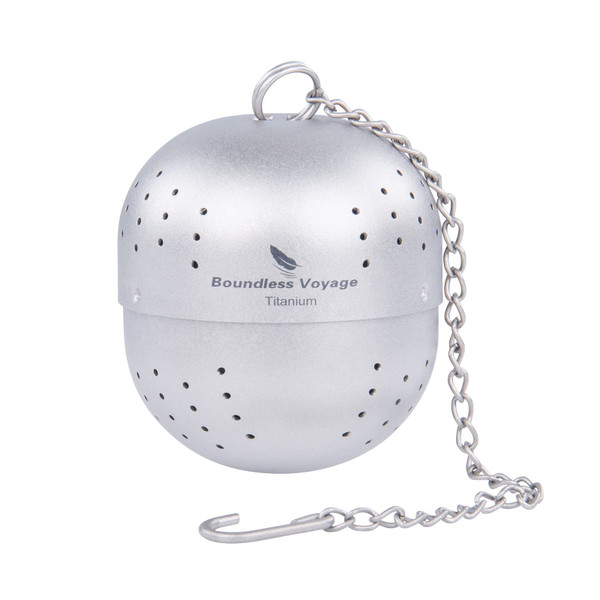 Boundless Voyage Titanium Tea Ball Infuser for Loose Tea Lightweight Tea Strainers Tea Steeper Fine Holes Tea Filter with Extented Chain Hook