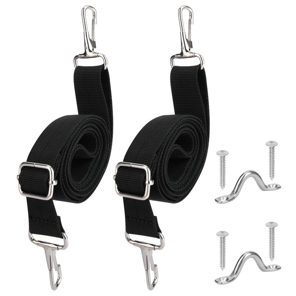 Cosmos 2 Pcs Bimini Boat Top Straps Adjustable Marine Awning Webbing Straps 30" - 56" Heavy Duty Boat Canopy Straps with Double Snap Hook, Stainless Steel Boat Awning Hardware