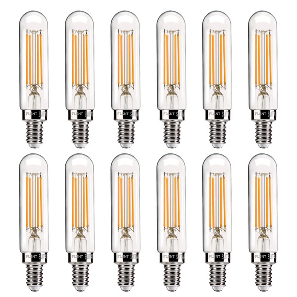 FLSNT 60W Equivalent Candelabra LED Light Bulbs, Dimmable T6/T25 LED Chandelier Bulbs, CRI 82, 2700K Soft White, E12 Base, 500LM, 5.5W, 12 Pack