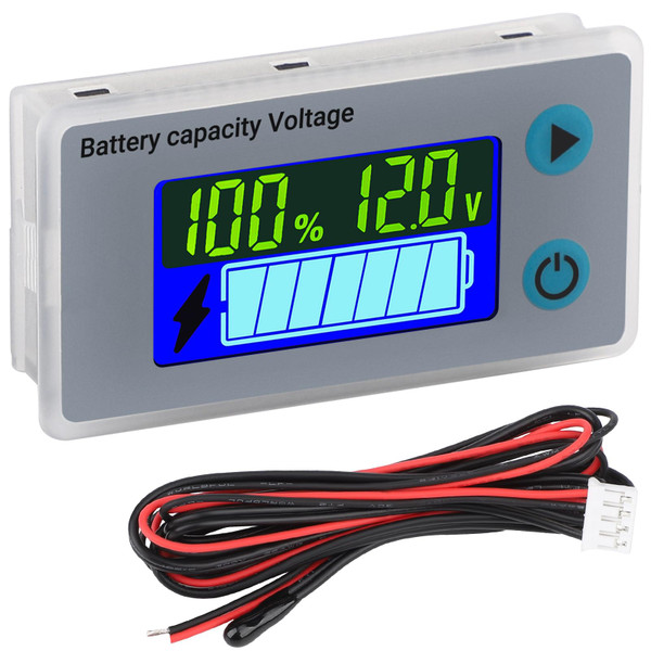 DROK RV Battery Monitor 12V - Golf Cart Battery Meter 10-100V, Digital Voltmeter Temperature Gauge for Car Marine DIY Project