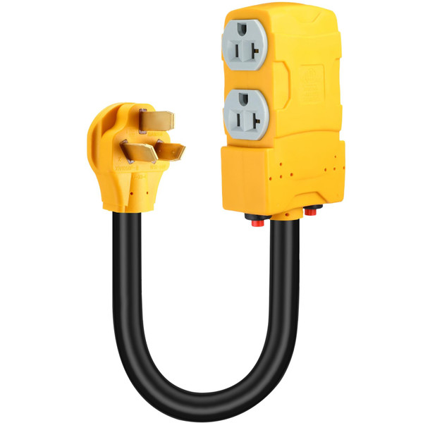 Tellegloww 3 FT 220 to 110 Adapter NEMA 10-50P to 4X 5-20R/15R with 20 Amp Circuit Breaker, 220/250V Electrical Stove/Range/Oven Male Plug Gas 110/125V Power Convert Adapter