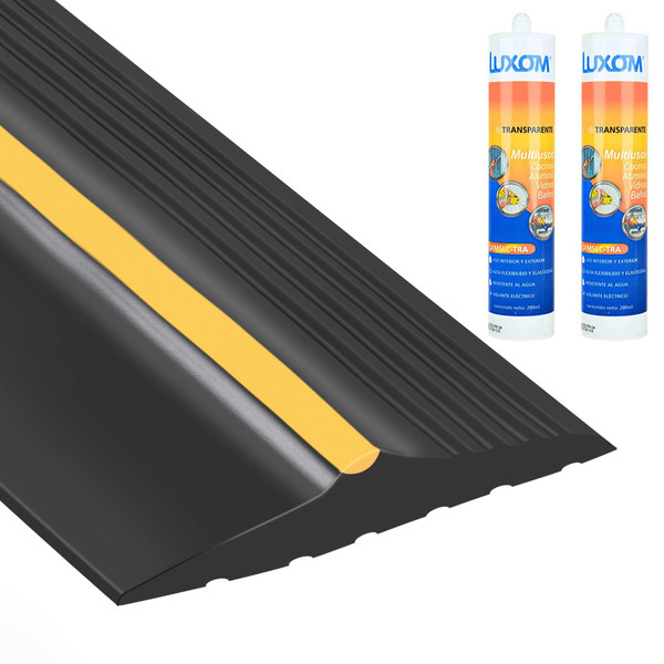 MYFAMIREA 20FT Garage Door Bottom Threshold Seal Strip with 300ml Black Adhesives/Sealants, Universal Rubber DIY Bottom Floor Threshold Seal, Weatherproofing Weather Stripping Replacement