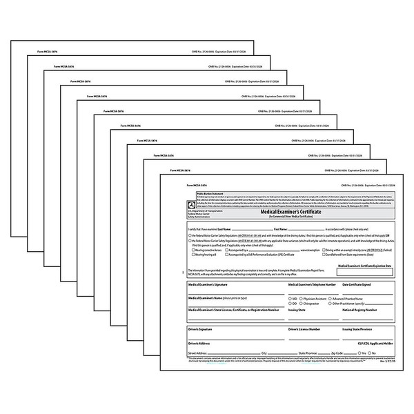 DOT FMCSA Medical Examiner Certificate 10 Pack, 4.25" x 5.25" 2-Ply, Meets 49 CFR 391.43 DOT Medical Card Requirements, J. J. Keller & Associates, Inc.