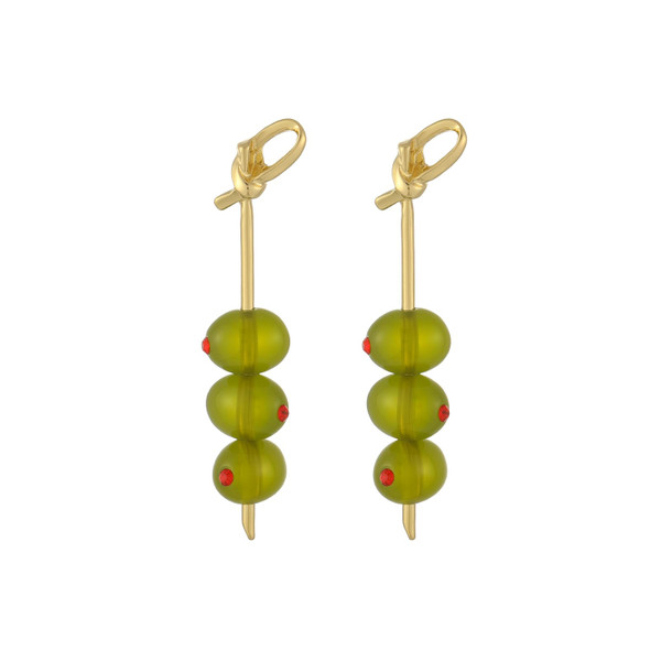 Madison Tyler Green Olive Dangle Earrings for Women | Gold Plated Olive Fruit Earrings | Fun Fruit Earrings for Women Jewelry Gifts