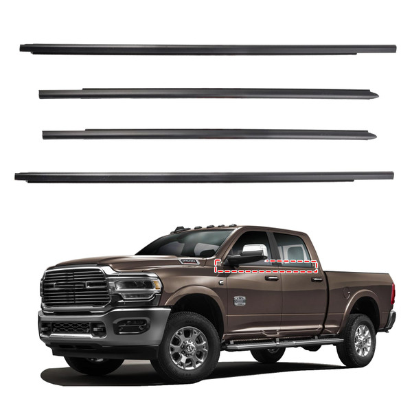 ItranMc Weatherstrip Window Molding Trim Seal For 2009-2021 Dodge Ram 1500 2500 3500 4500 5500 Truck Crew Cab,Black Outer Door Window Trim Seal Belt,Replace#55112376AH 55112377AH 55372138AH 55372139AH