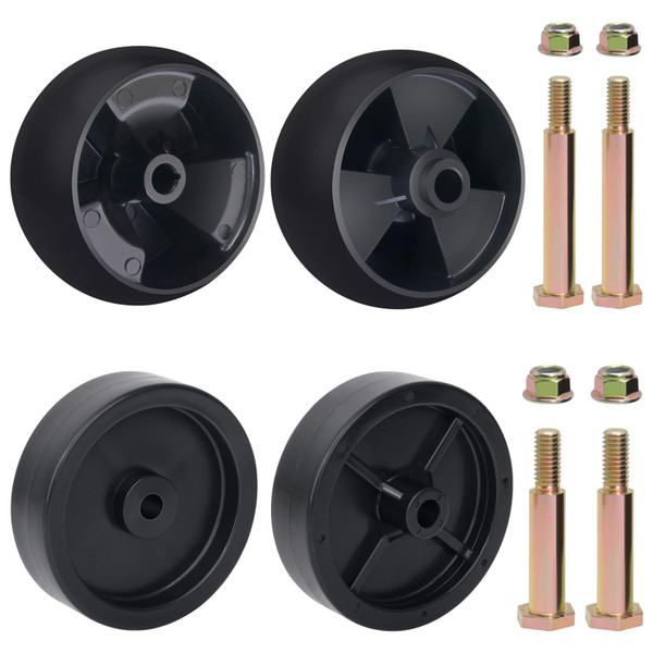 CheeMuii 4 Pack Mower Deck Gauge Wheels Kit 2 Pcs 5" Deck Wheels Replace for Cub Cadet 734-04155 and 2 Pcs 4-3/4" Wheel Replace for 734-0973