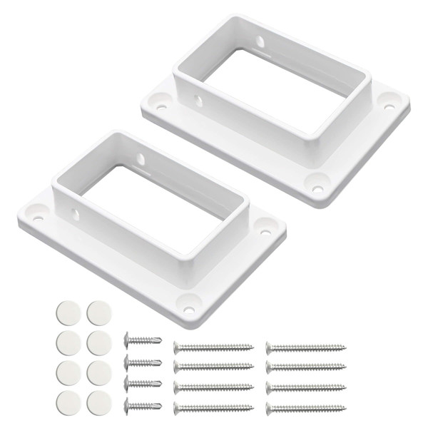 Aiwaiufu 2″ x 3.5″ White Vinyl Fence Brackets, Slotted Handrail Bracket Kit with Screws for Decking Railing, Mount to Wall or Other Vertical Flat Surface, Pack of 2