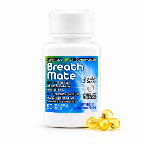 Breath Mate Gel Capsules Breath Freshener – Fresh Breath Inside Out, Powerful Odor Control from Within, Works on Tough Odors, 150 Count (3X More Capsules)