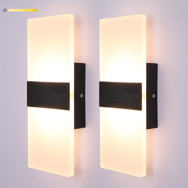 Lightess Modern Sconces Set of 2, LED Wall Lights Indoor, Warm White