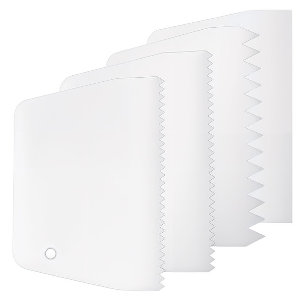 4 Pcs Adhesive Spreader, Notched Glue Applicator Kits Plastic Trowel Adhesive Barrier Spreader 0.5"/1" Tooth Reusable Hardwood Flooring Spreaders for Applying Glue Epoxy PET Putty(White)