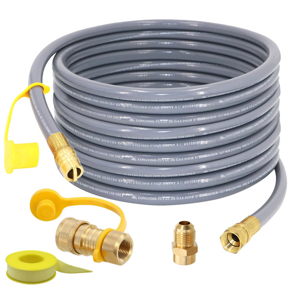 36 Feet 1/2-Inch ID Natural Gas Hose with Quick Connect Fitting for weber, charbroi, Grill, Pizza Oven, Patio Heater and More NG Appliance, Propane to Natural Gas Conversion Kit - CSA Certified