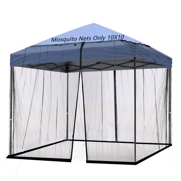 10x10 Mosquito Netting for Patio Canopy Tent/Pop Up Canopy Tent,Double Door Side Screen Easy Installation Black（Only Mosquito Net No Frame） (Around 10x10FT)