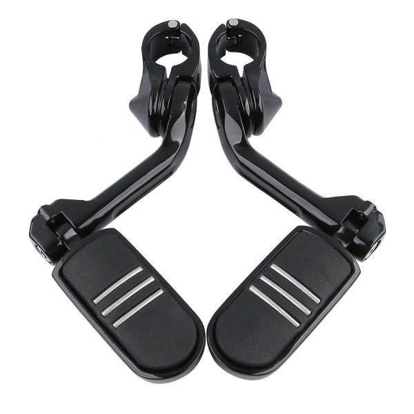 TCMT 1-1/4" 1.25" 32mm Black Long Angled Highway Engine Guard Foot Pegs Kit Fits For Harley Touring Road King Street Glide Road Glide Electra Glide Softail Sportster Dyna with 1.25" Engine Guards