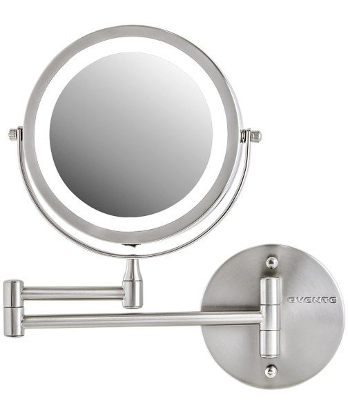 OVENTE 7" Lighted Wall Mount Makeup Mirror with 1X/7X Magnification, Cordless Double Sided Magnifying Round Vanity Mirror, 360° Swivel Design, Extendable and Folding Arm, Nickel Brushed MFW70BR1X7X OVENTE 7" Lighted Wall Mount Makeup Mirror with 1X/7X Magnification, Cordless Double Sided Magnifying Round Vanity Mirror, 360° Swivel Design, Extendable and Folding Arm, Nickel Brushed MFW70BR1X7X