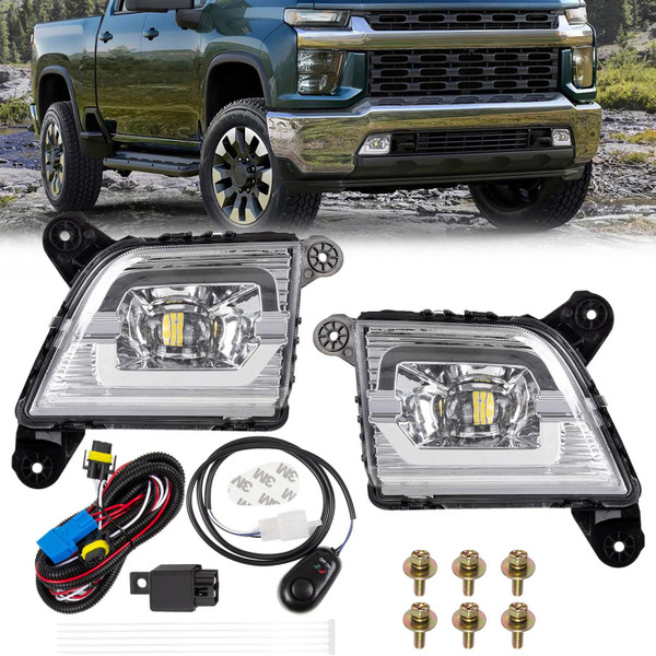 RANSOTO LED Fog Lights Kit Compatible with Chevrolet Silverado 1500 2019-2022 New Body/LTD, 2500HD 3500HD 2020-2023, Front Bumper Fog Lamps Pair Replaces 84509651 84509652