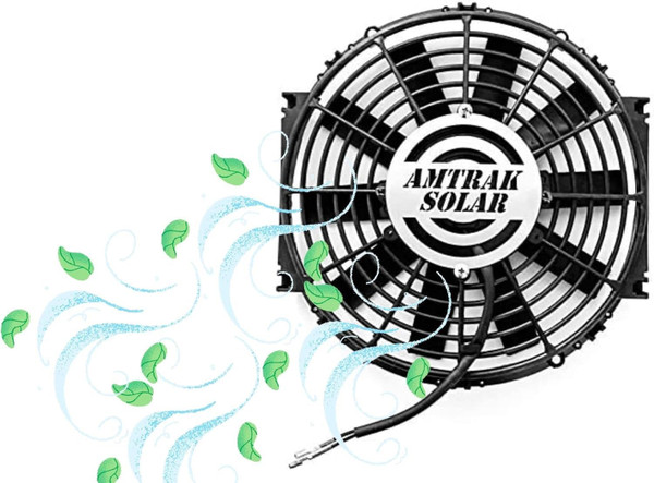 Amtrak Solar 12-Inch Solar Attic Exhaust Fan – USA-Made, Plug & Play, Whisper-Quiet Ventilation for Attic, Garage, Shed, Greenhouse (Fan Only)